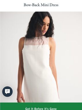 Abercrombie & Fitch White Bow-Back Sheer Yoke Mini Dress